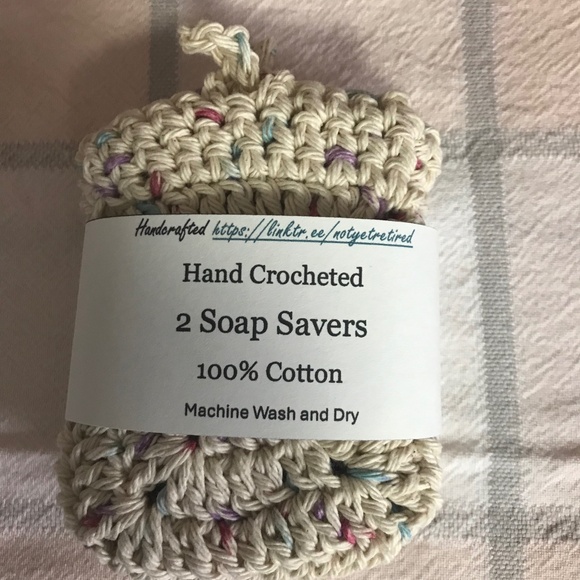 2 pack of hand crocheted 100% cotton soap savers - Picture 3 of 6